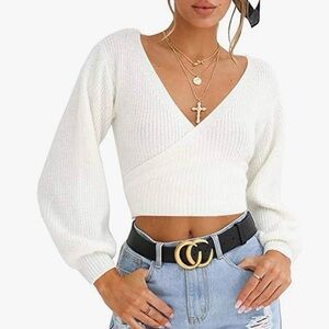 White V-Neck Sweater